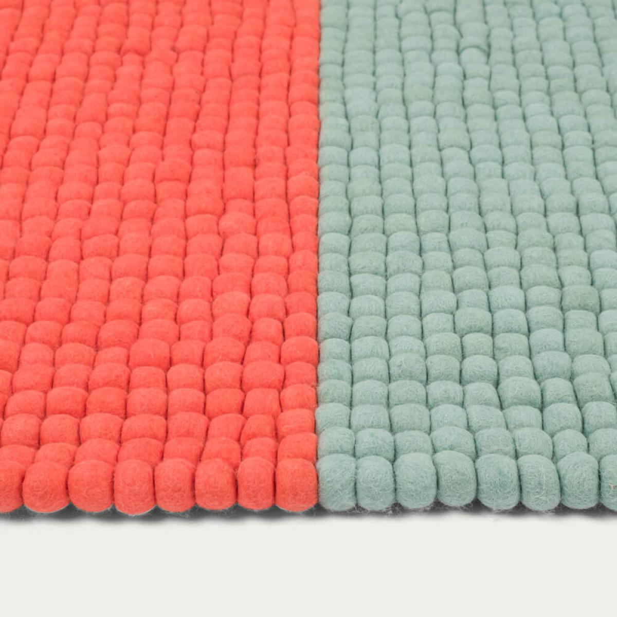 Red/Mint Contrast Felt Ball Rug – image 6
