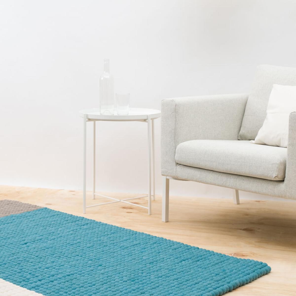 Dark Cyan Cube Felt Ball Rug – image 5