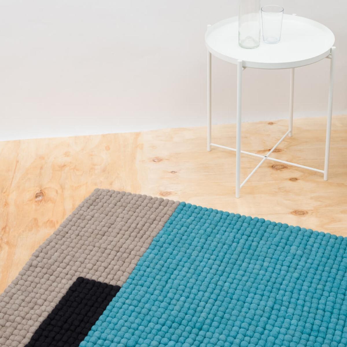 Dark Cyan Cube Felt Ball Rug – image 6