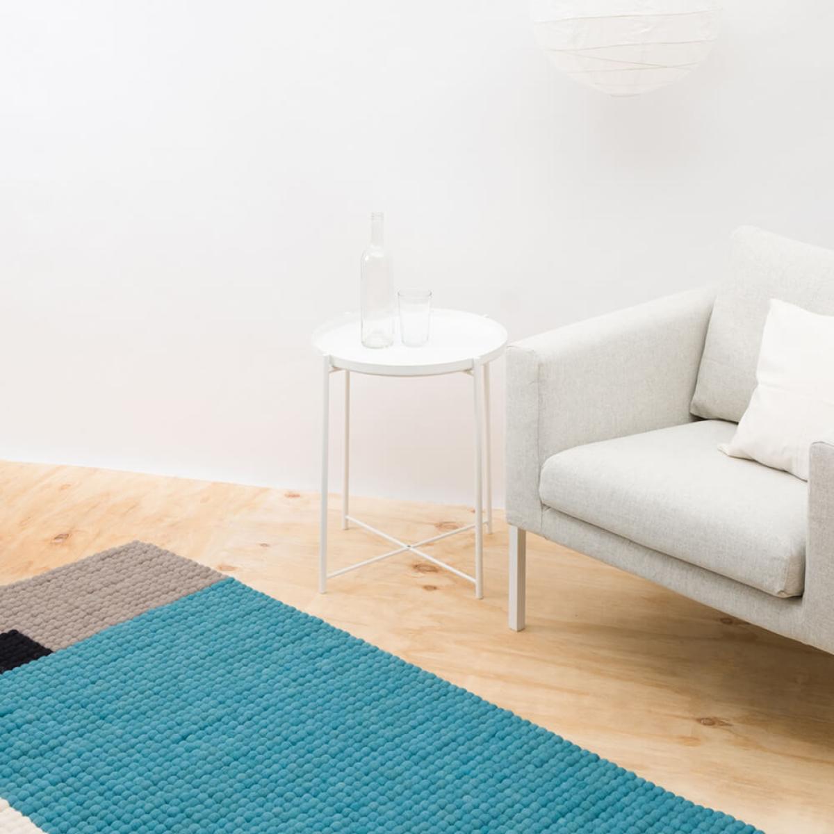 Dark Cyan Cube Felt Ball Rug – image 9