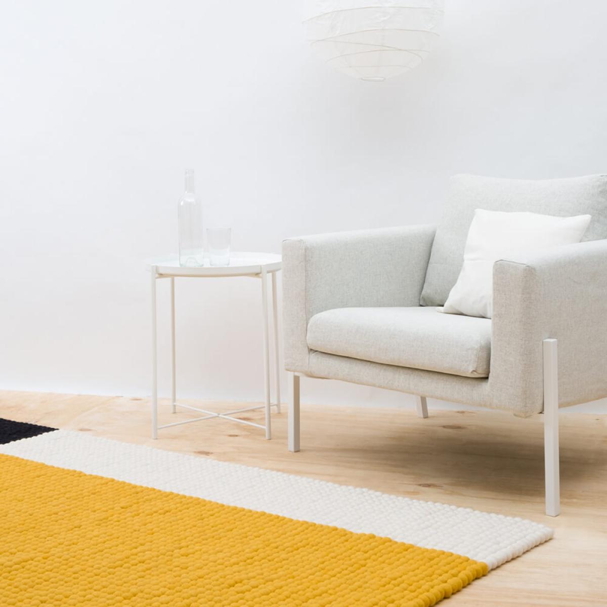 Yellow Cube Felt Ball Rug – image 4
