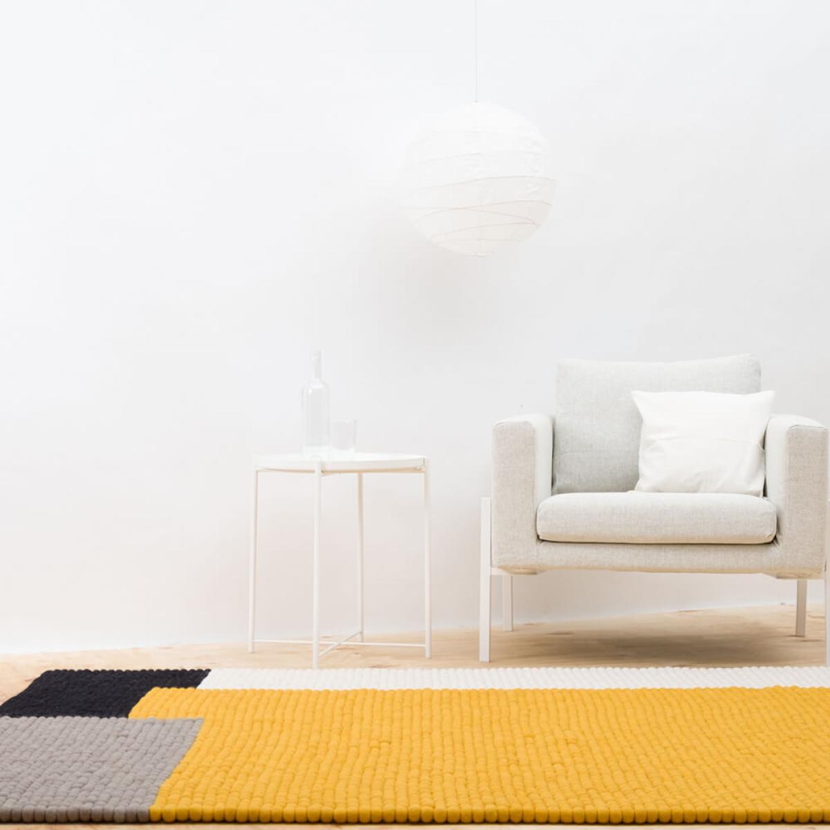 Yellow Cube Felt Ball Rug – image 5
