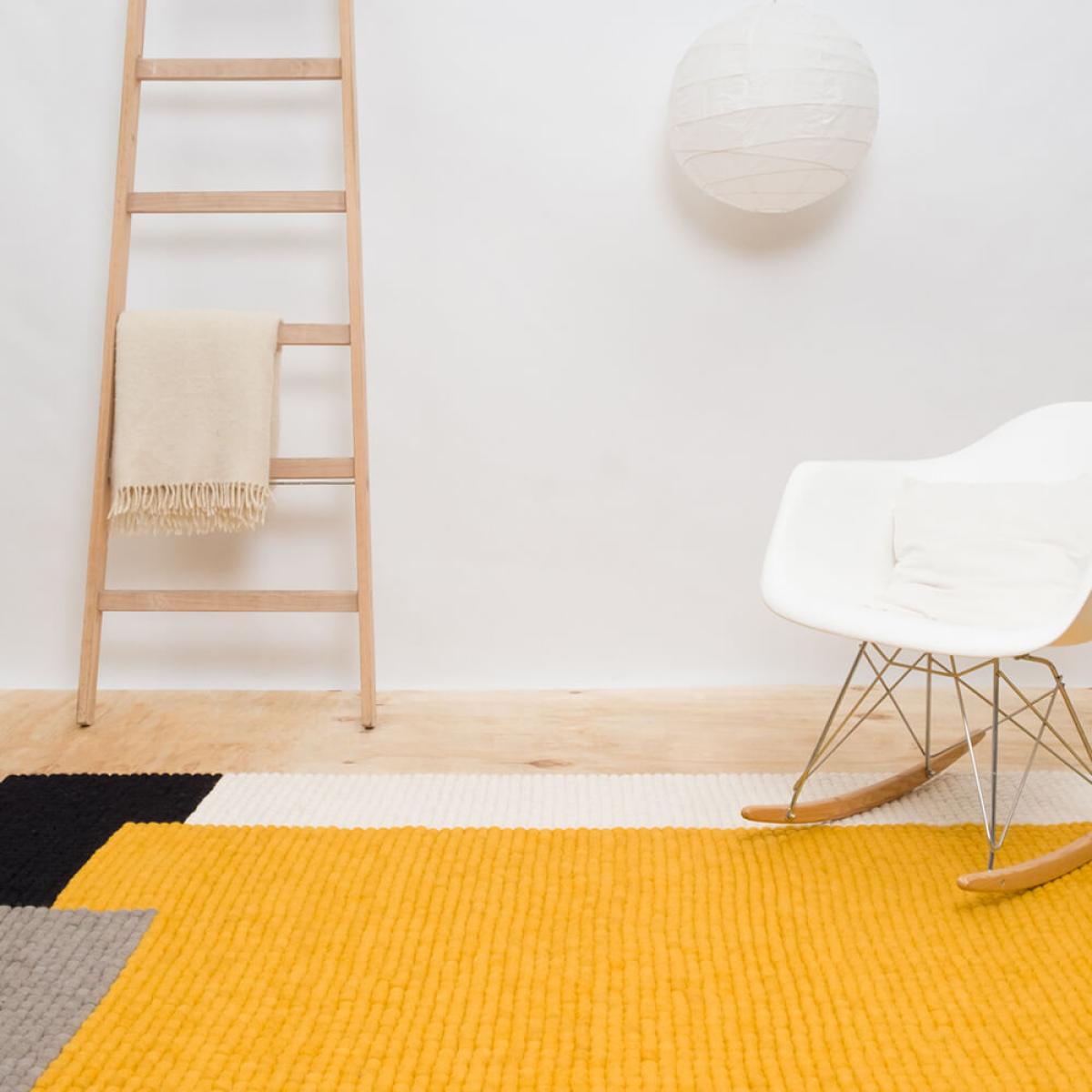 Yellow Cube Felt Ball Rug – image 7