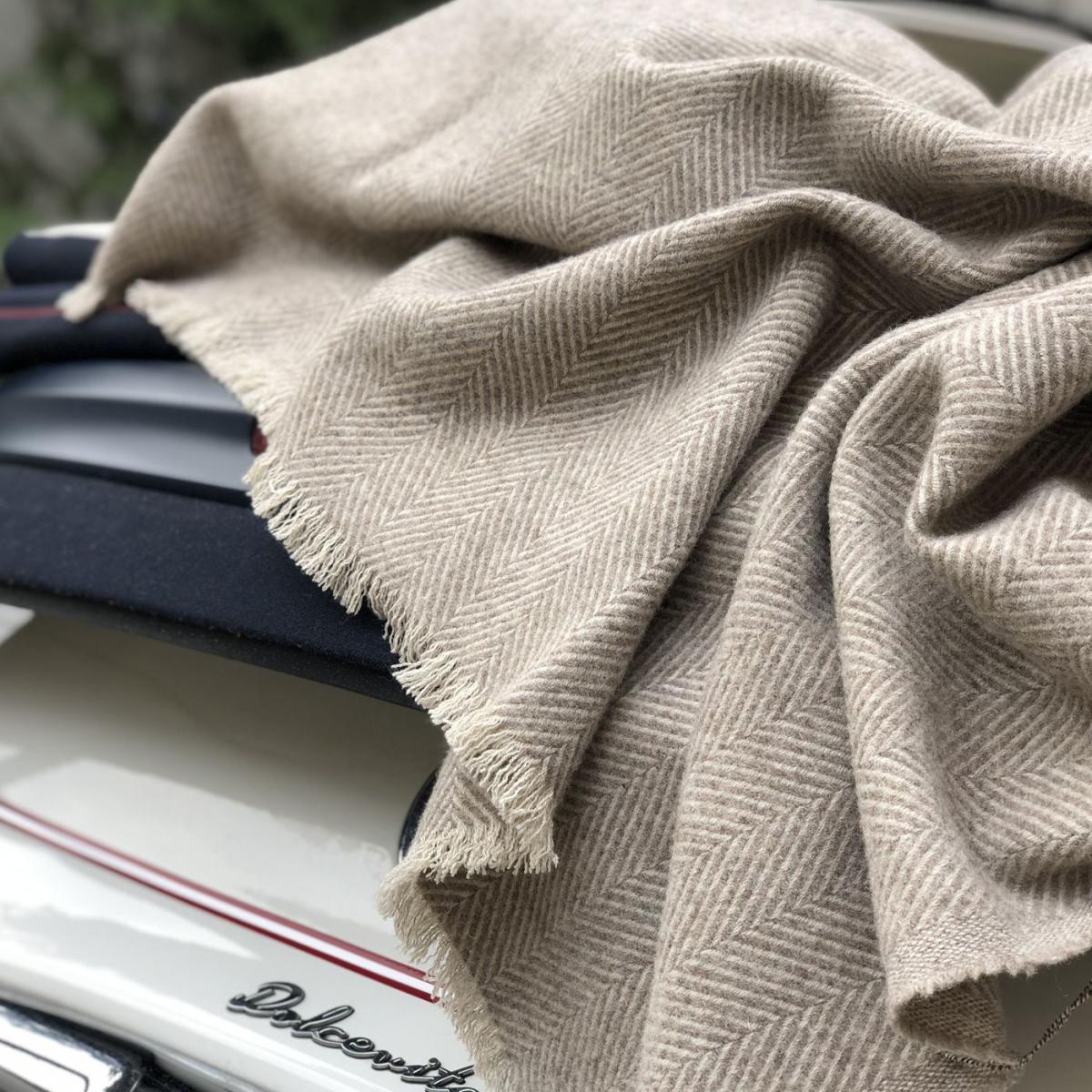 Beige Herringbone Blanket – image 2