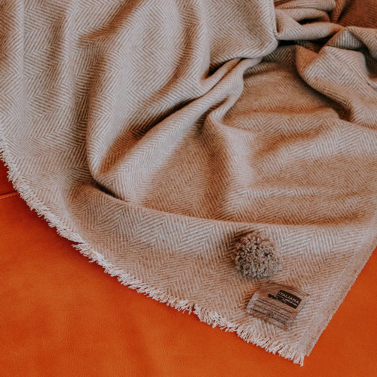 Beige Herringbone Blanket – image 4