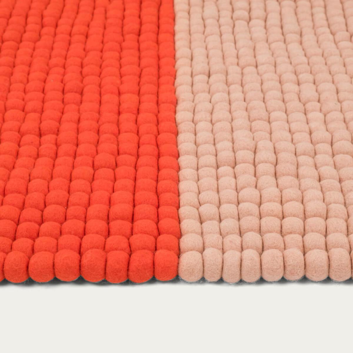 Red/Salmon Contrast Felt Ball Rug – image 7