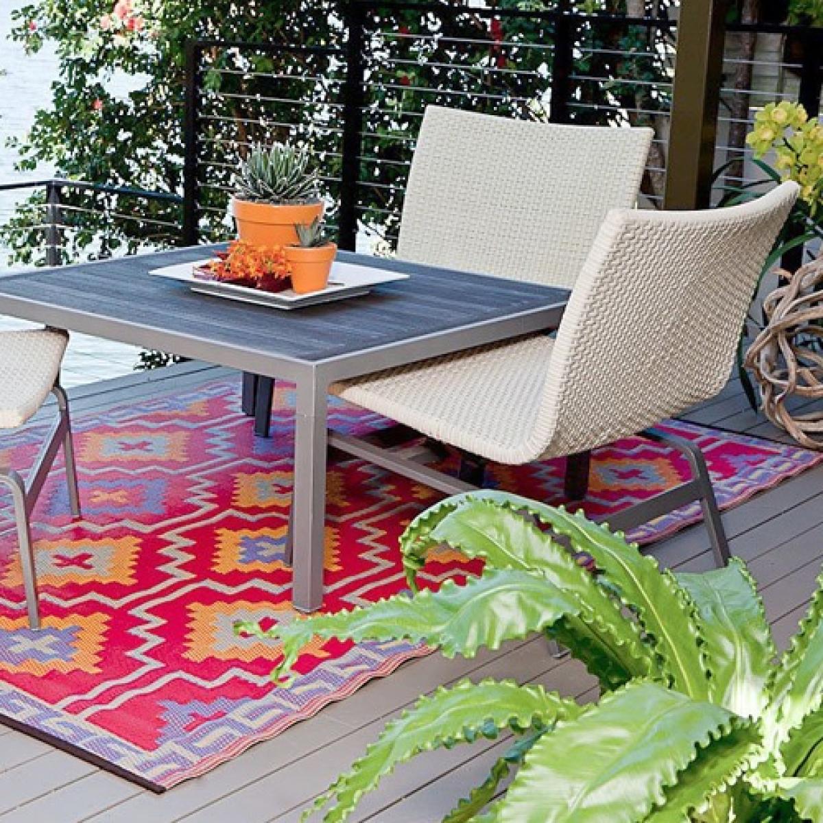 Fab Hab Lhasa Outdoor Rug in Orange, Violet & Red - 120cm x 180cm – image 2