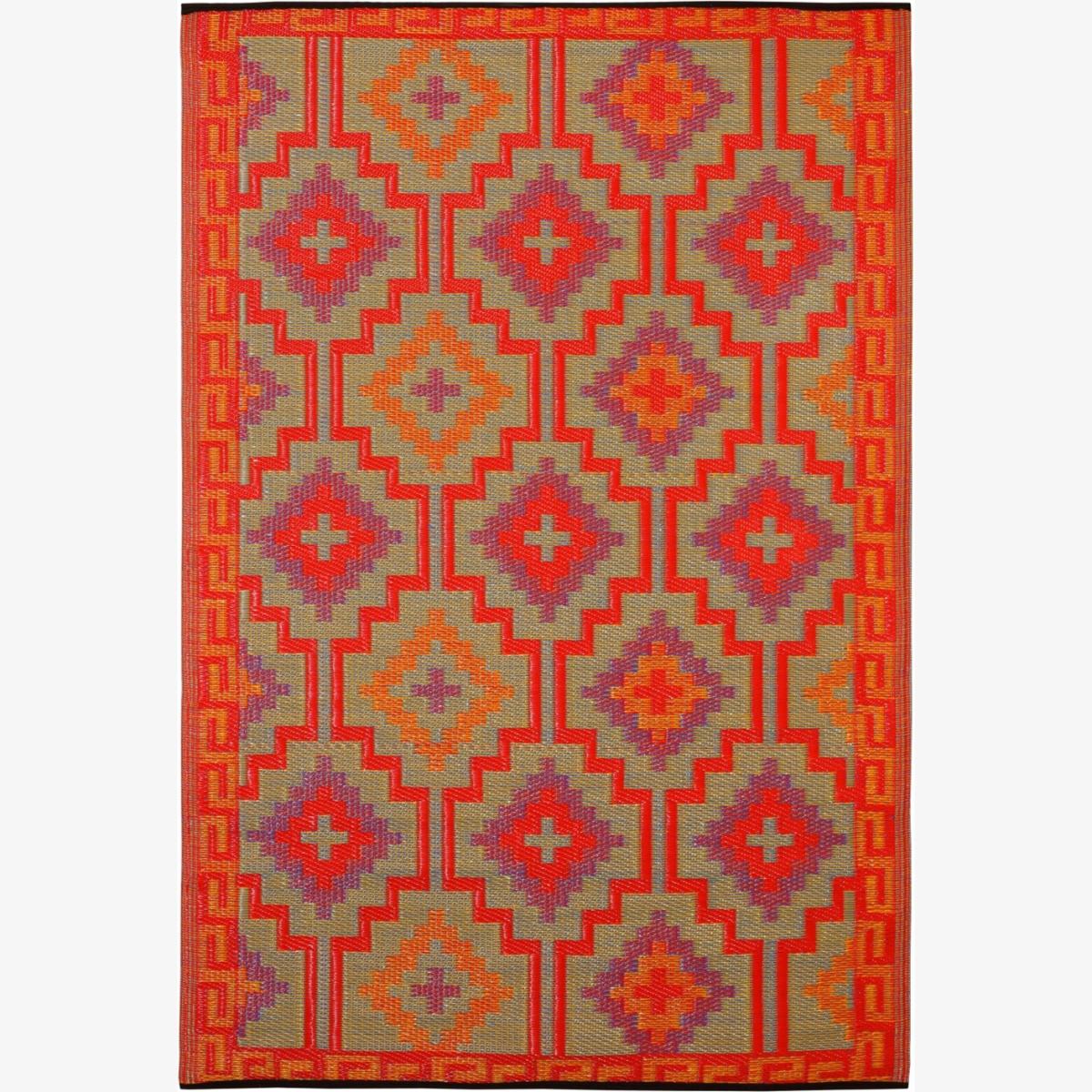 Fab Hab Lhasa Outdoor Rug in Orange, Violet & Red - 120cm x 180cm – image 1