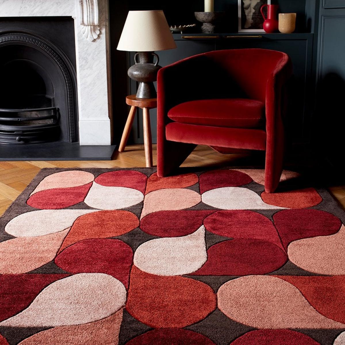 Adeline Hand Tufted Rug, Jive Red Rug Size: 200 x 290cm Modern Designed Rugs, Colourful Contemporary Rug – image 2