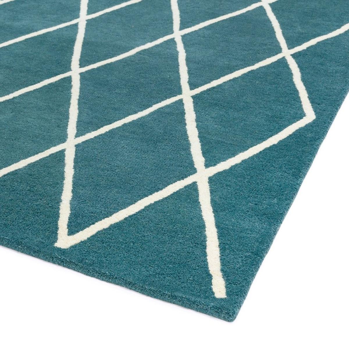 Asiatic Vida 100% Wool Diamond Shaggy Rug, Teal Size: 120cm x 170cm Modern Designed Rugs, Colourful Contemporary Rug – image 2