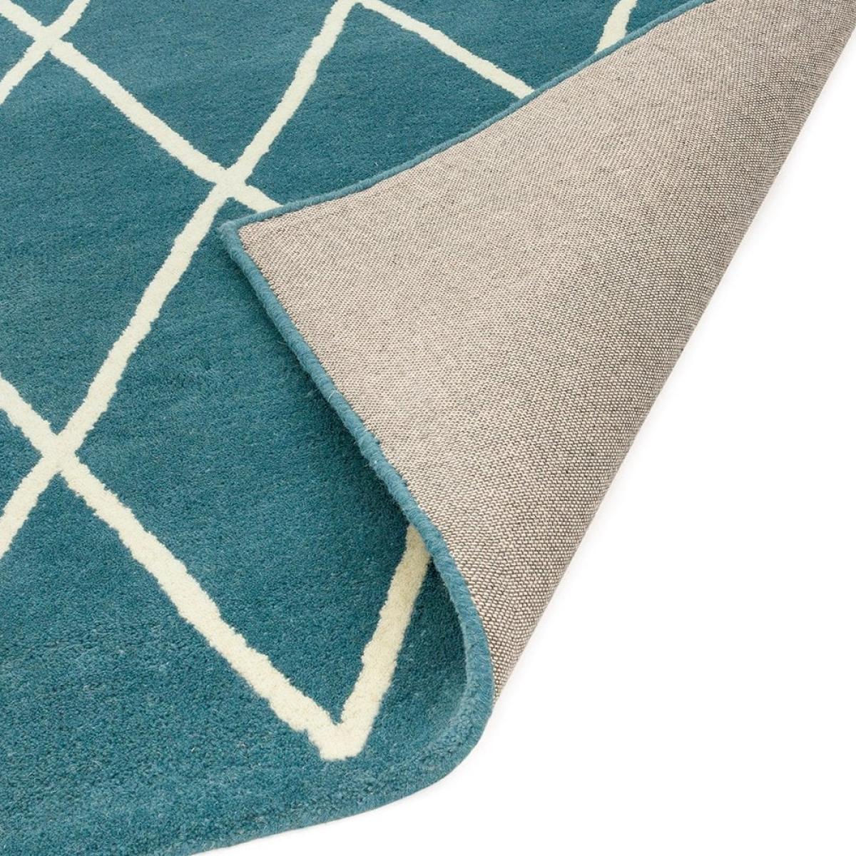 Asiatic Vida 100% Wool Diamond Shaggy Rug, Teal Size: 120cm x 170cm Modern Designed Rugs, Colourful Contemporary Rug – image 4