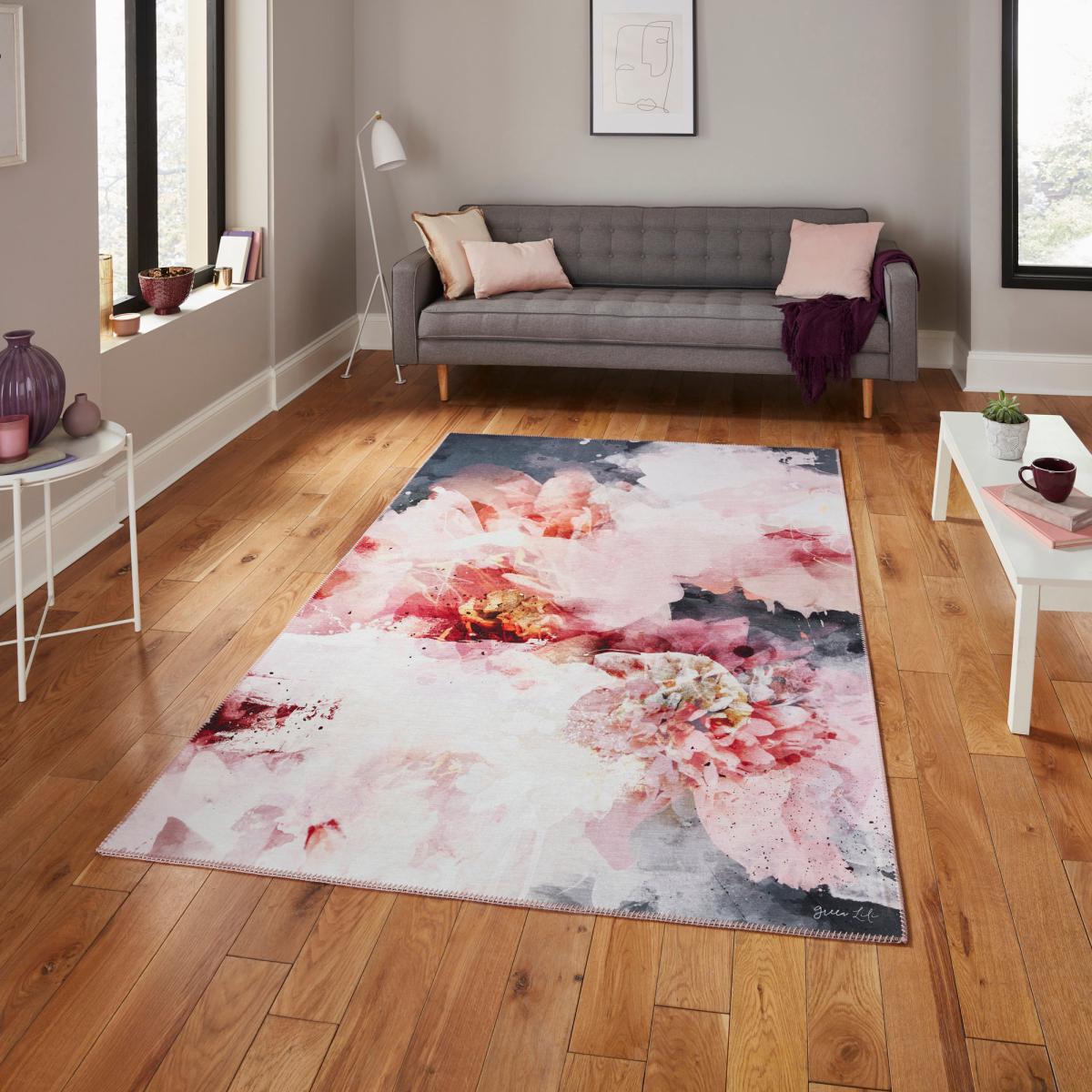 Michelle Collins Floral Rose and Black Rug Rose (Pink) – image 1