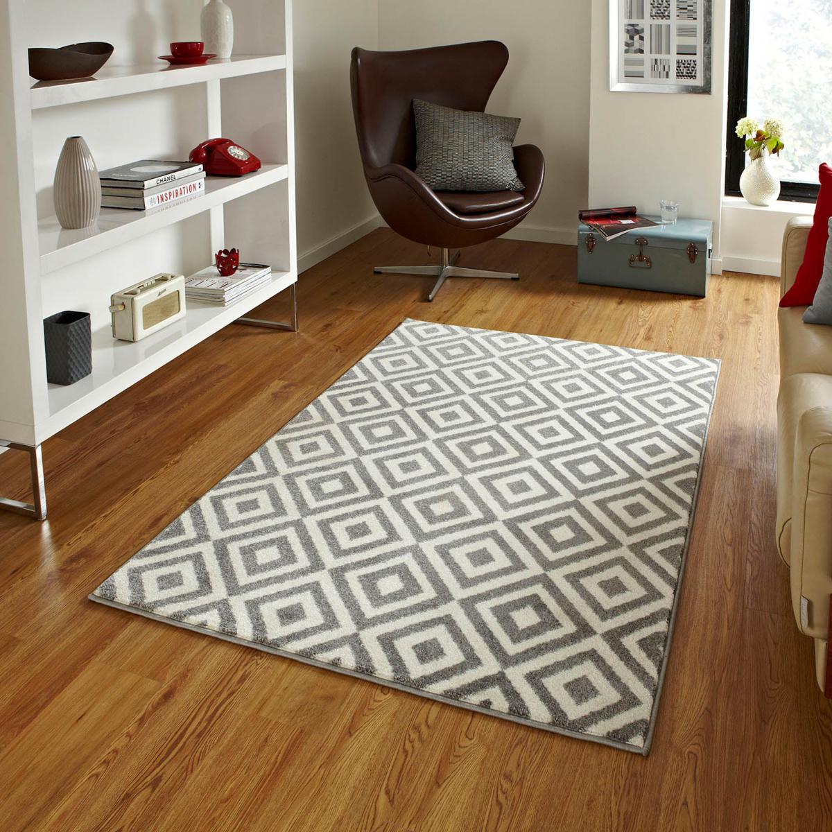 Grey Diamond Matrix Rug Grey – image 2
