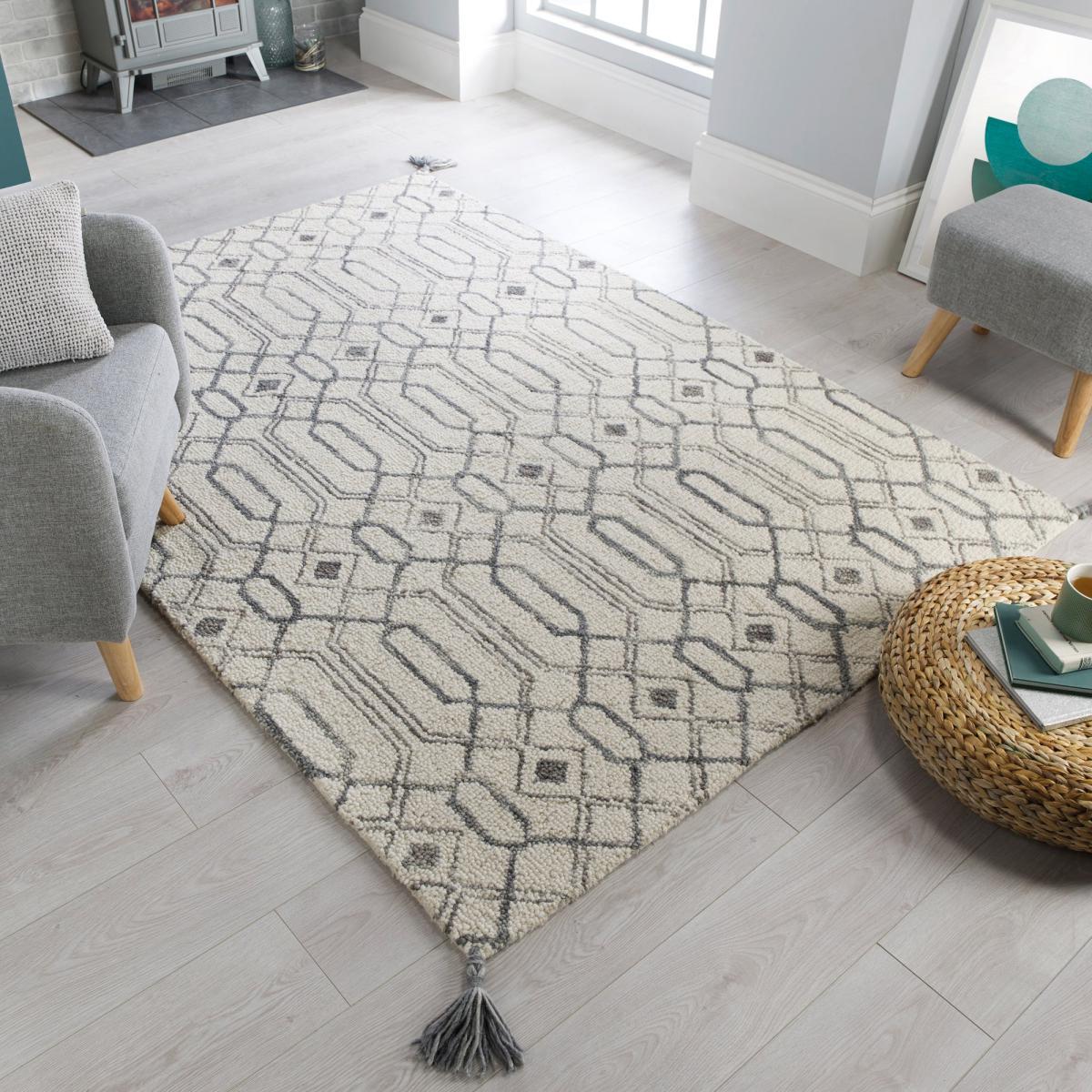 Pietro Geometric Rug Beige and Blue – image 1