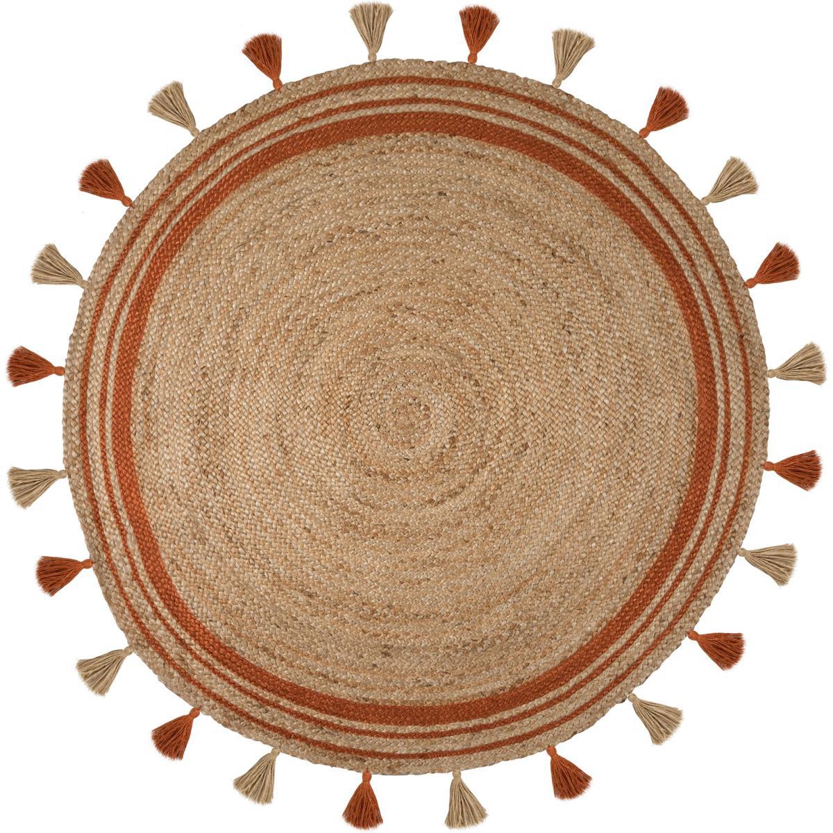 Istanbul Jute Circle Rug Orange and Brown – image 2