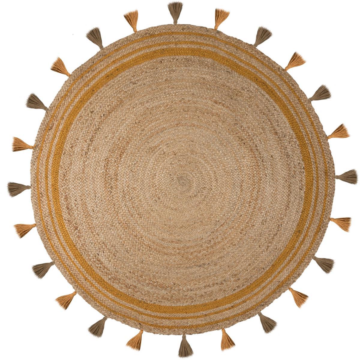 Istanbul Jute Circle Rug Orange and Brown – image 4