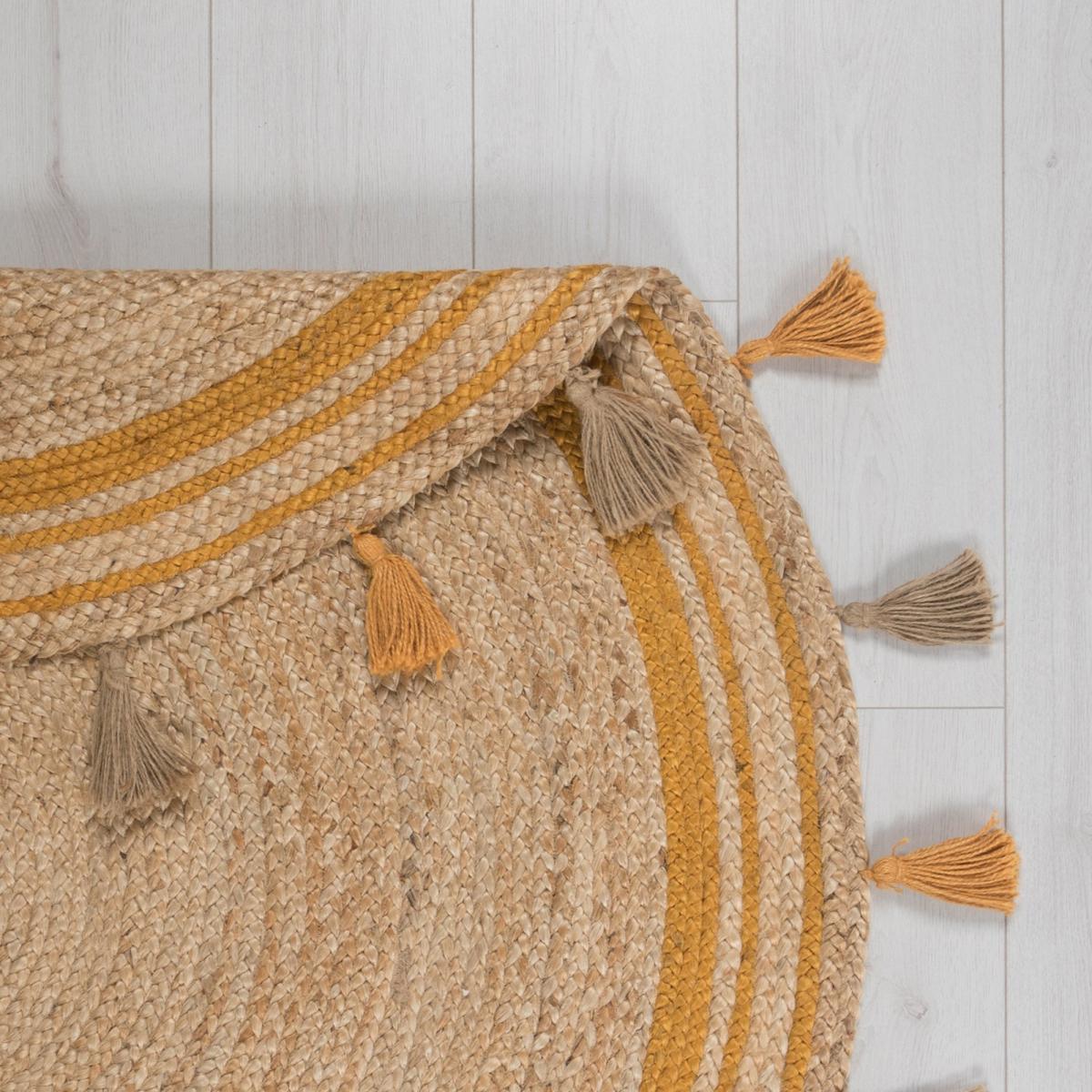 Istanbul Jute Circle Rug Orange and Brown – image 6