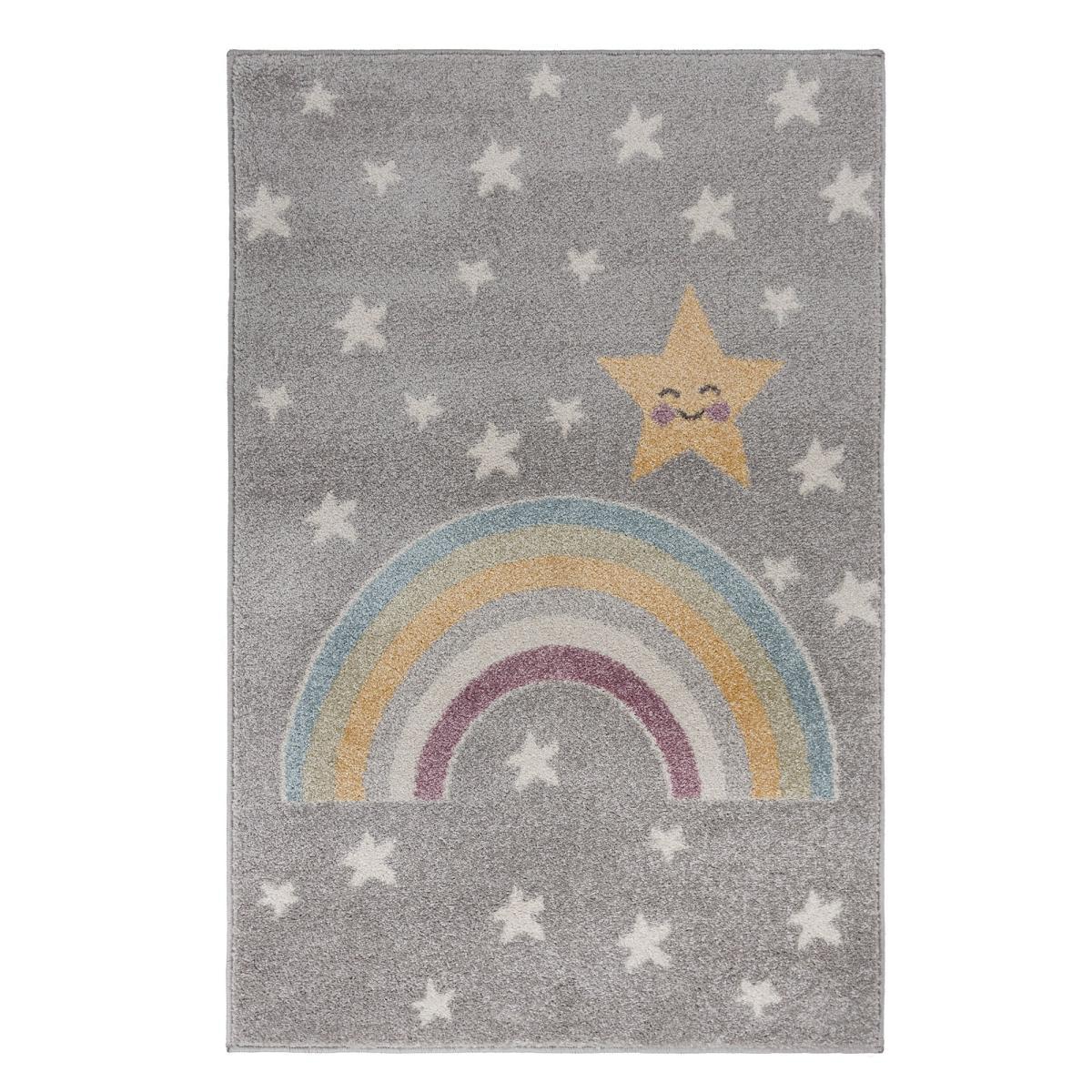 Rainbow Star Rug Grey, White and Yellow – image 2