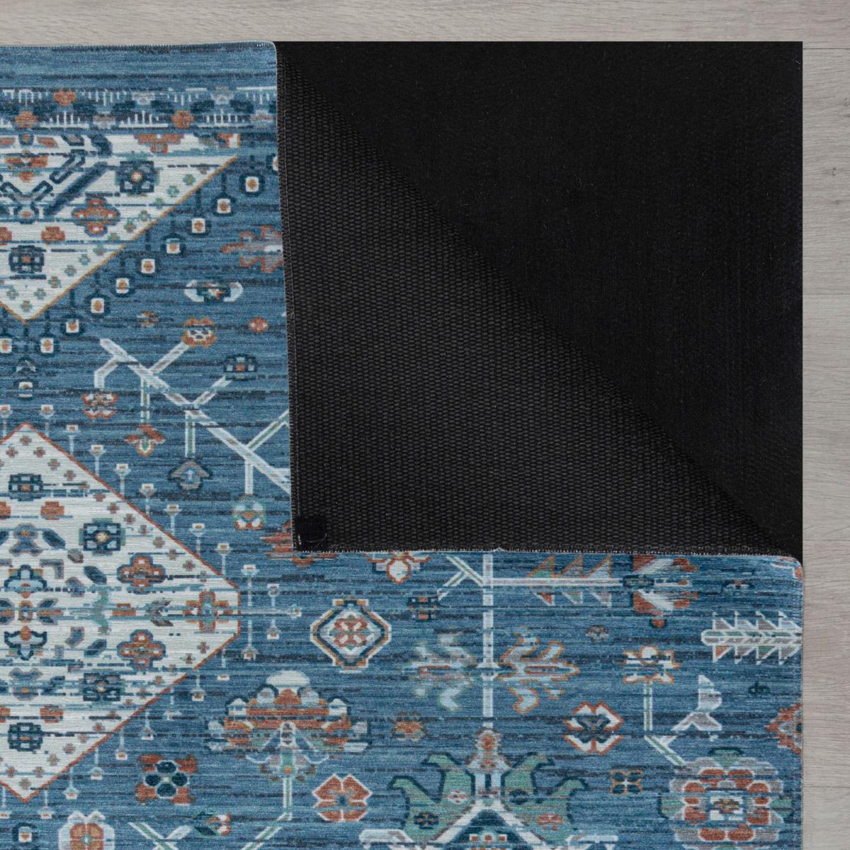 Match Chloe Traditional Washable Rug Blue – image 5