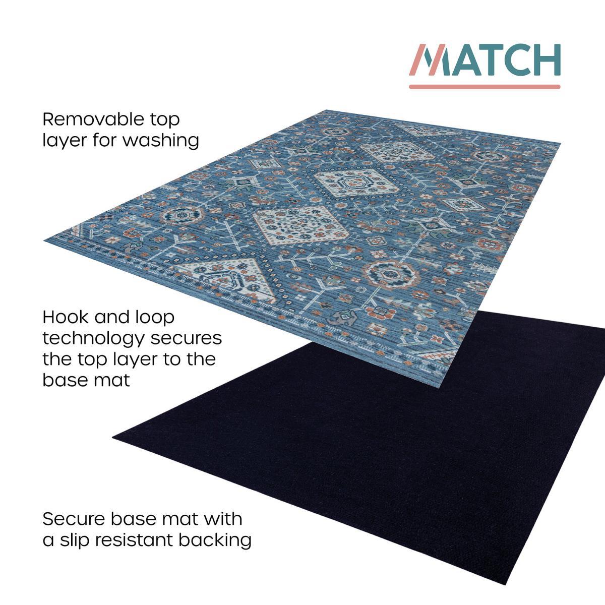 Match Chloe Traditional Washable Rug Blue – image 6