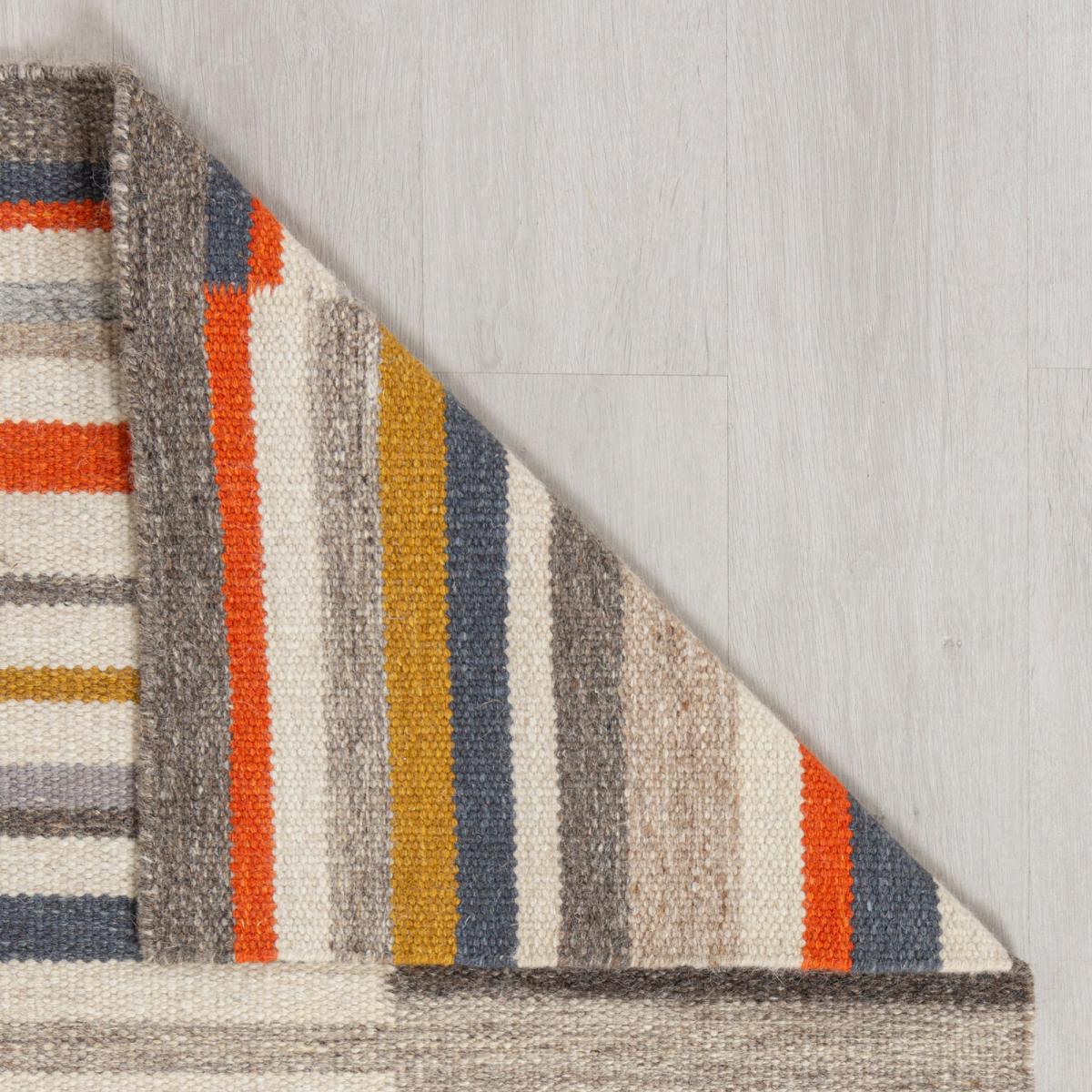 Drake Stripe Woven Rug Blue, Yellow and Orange – image 4