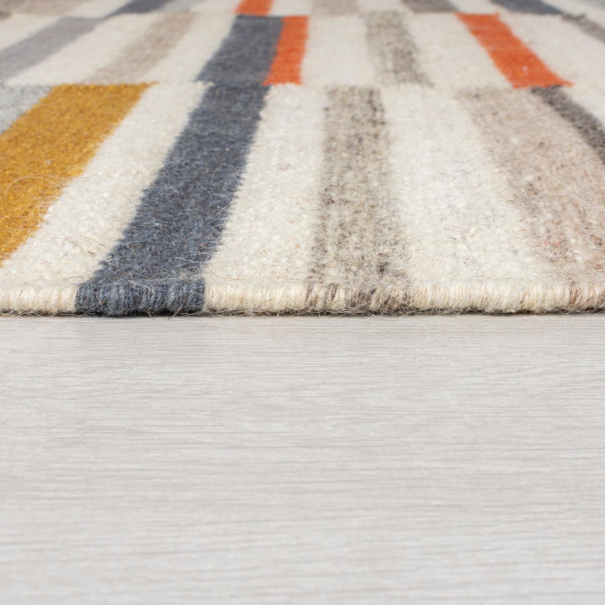 Drake Stripe Woven Rug Blue, Yellow and Orange – image 5