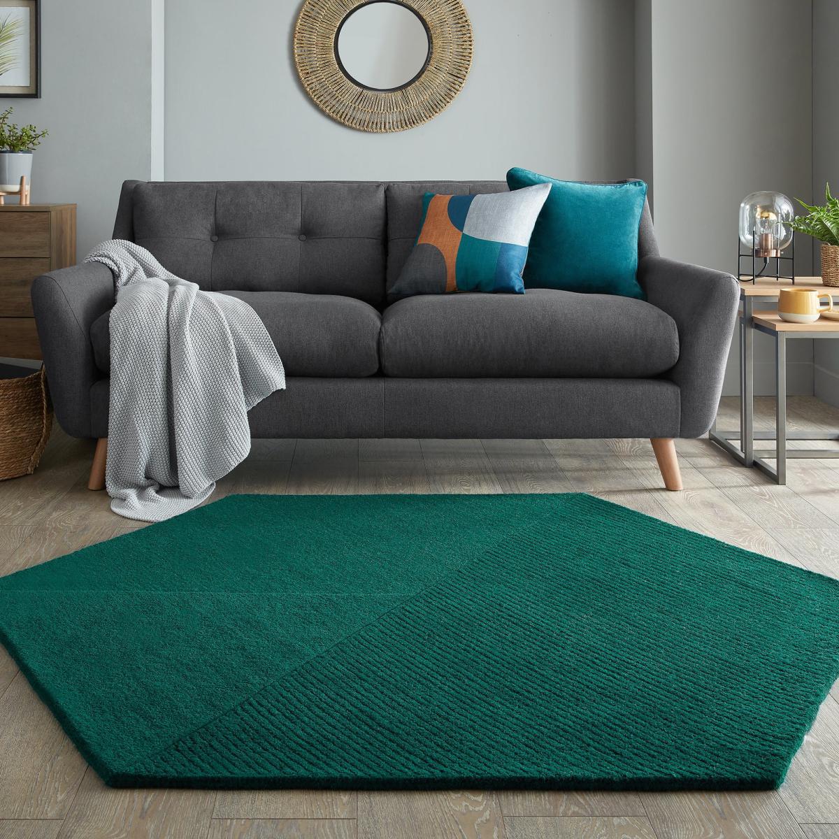 Rebel Wool Hexagon Rug Blue – image 1