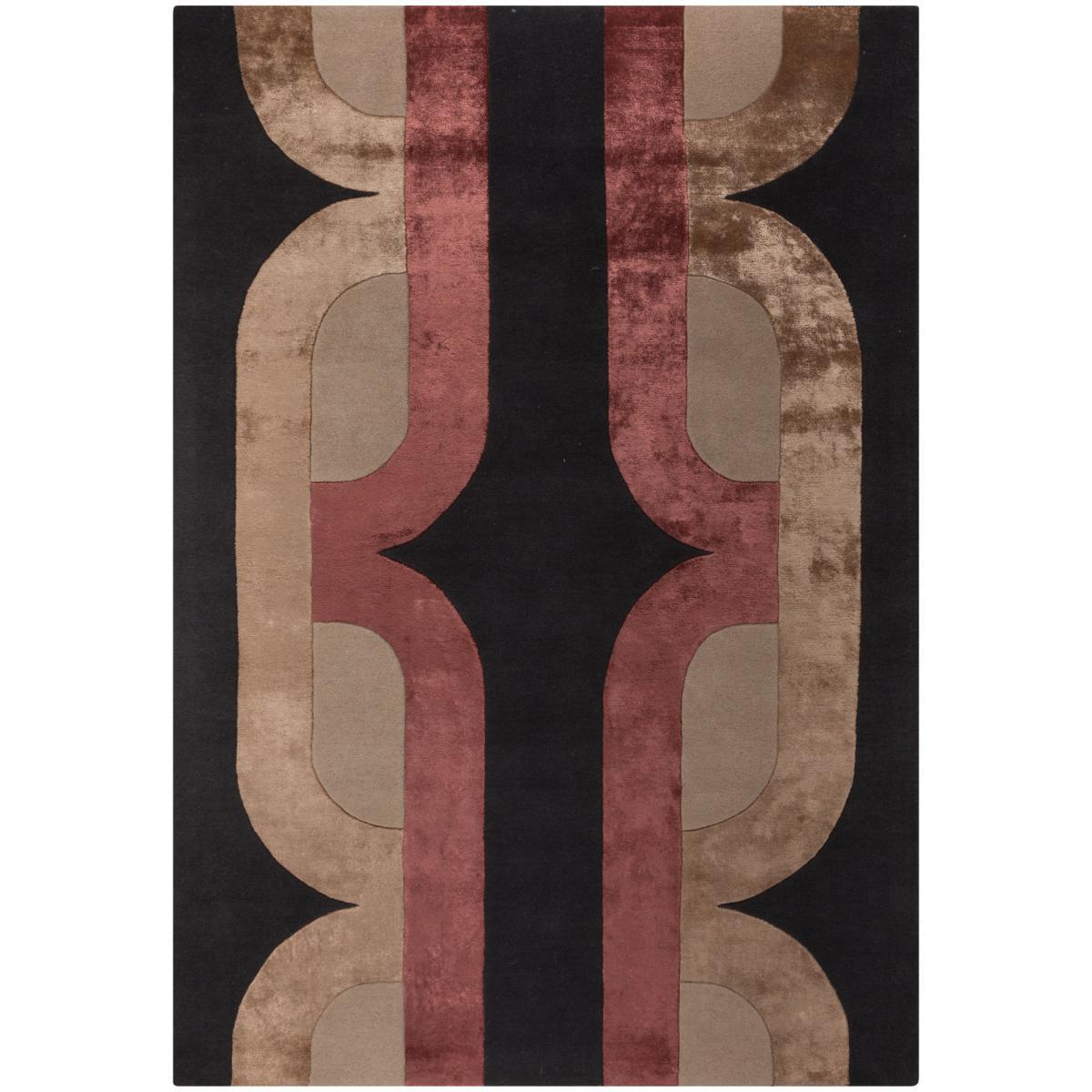 Kata Wool Mix Rug Black, Brown and Red – image 2