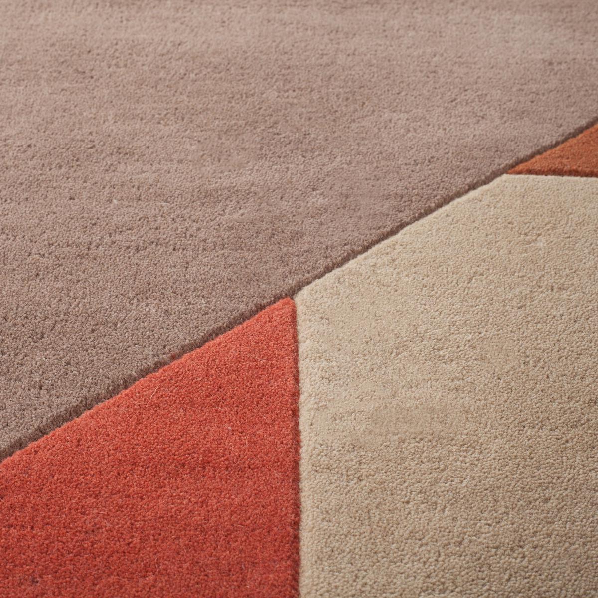 Nori Geometric Wool Rug Orange/Brown/Beige – image 3