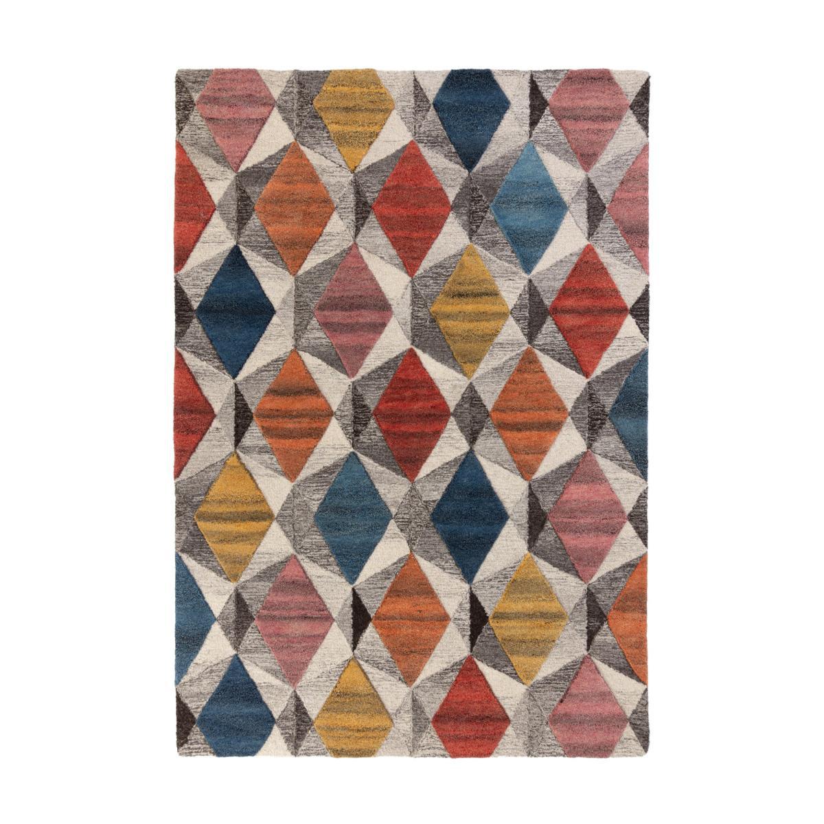 Yara Geometric Rug Beige, Red and Blue – image 2