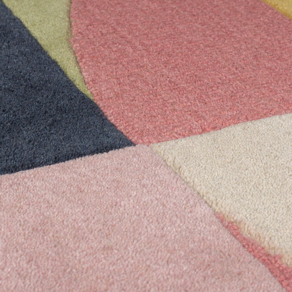 Esre Geometric Abstract Wool Rug Pink – image 2