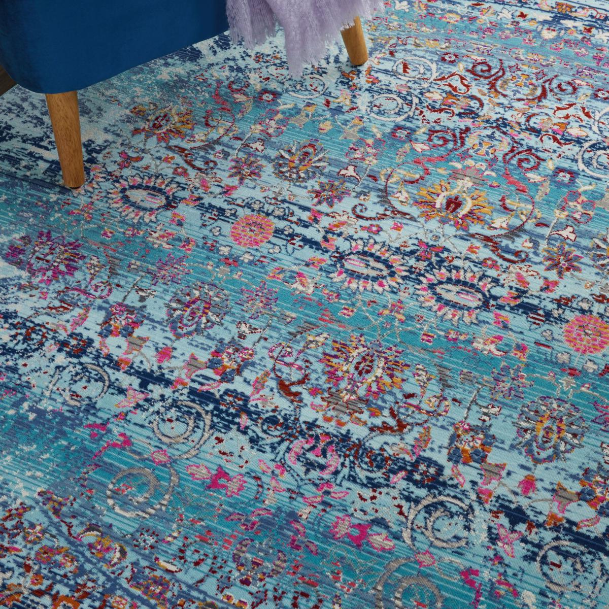 Vintage Kashan 2 Round Rug Blue – image 7