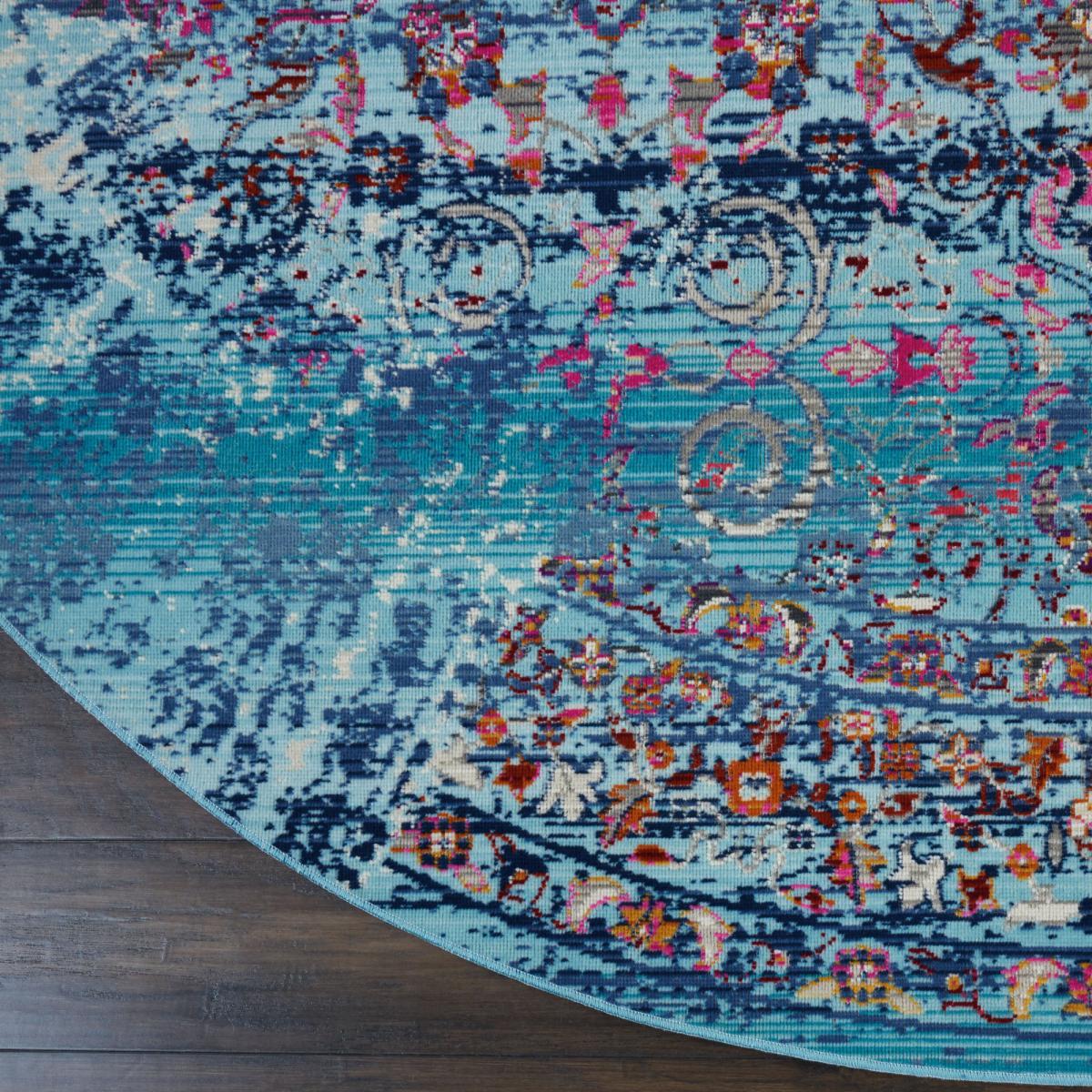 Vintage Kashan 2 Round Rug Blue – image 8
