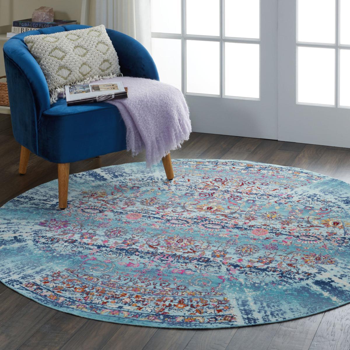 Vintage Kashan 2 Round Rug Blue – image 1