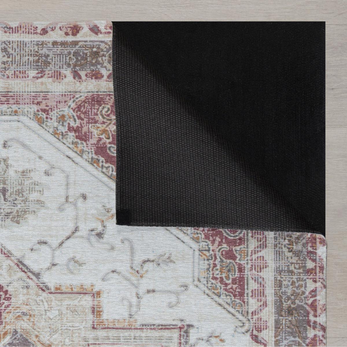 Match Elsie Traditional Washable Rug Red – image 5