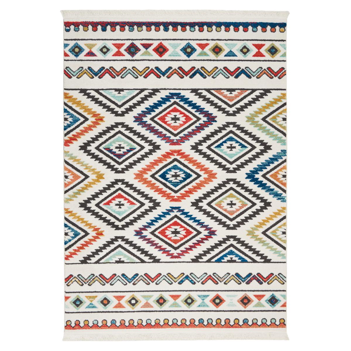 Navajo 6 Rug White/Orange/Blue/Black – image 2