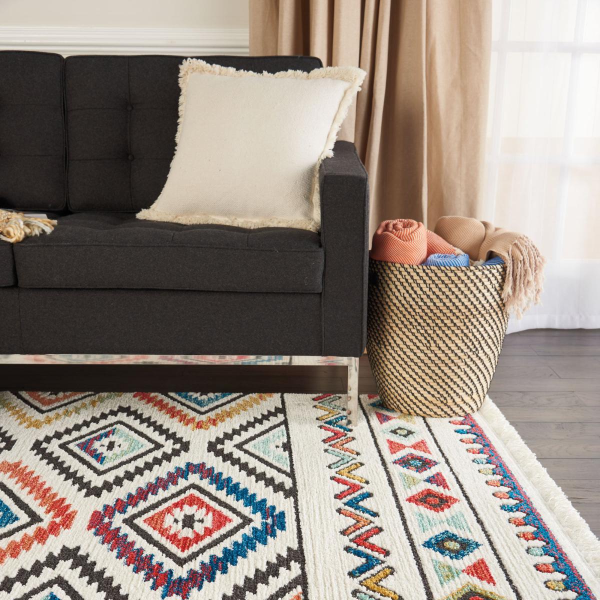 Navajo 6 Rug White/Orange/Blue/Black – image 4