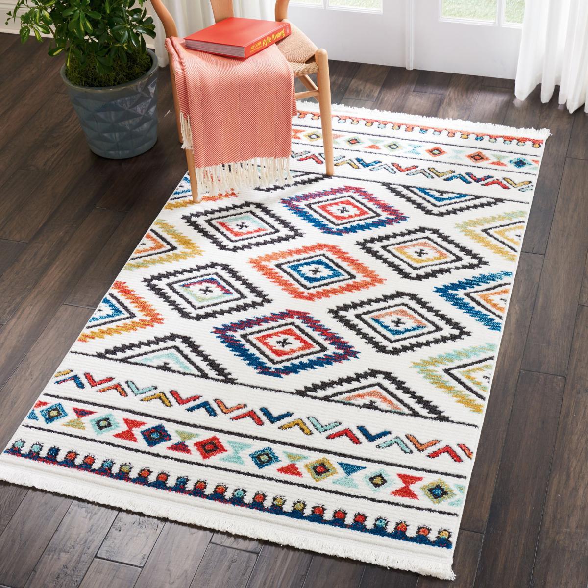 Navajo 6 Rug White/Orange/Blue/Black – image 5
