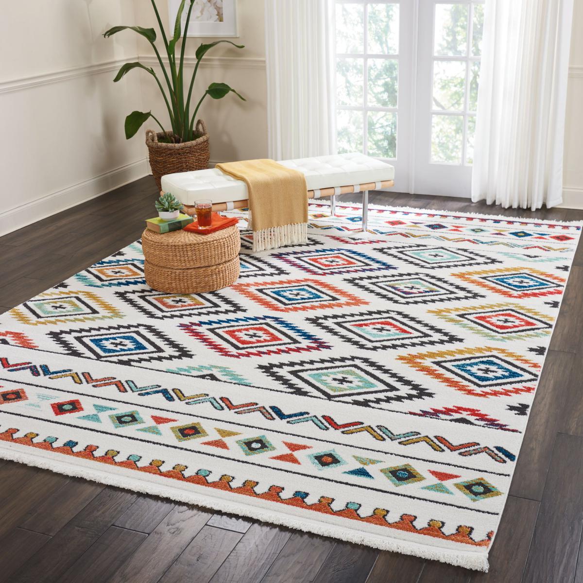 Navajo 6 Rug White/Orange/Blue/Black – image 1