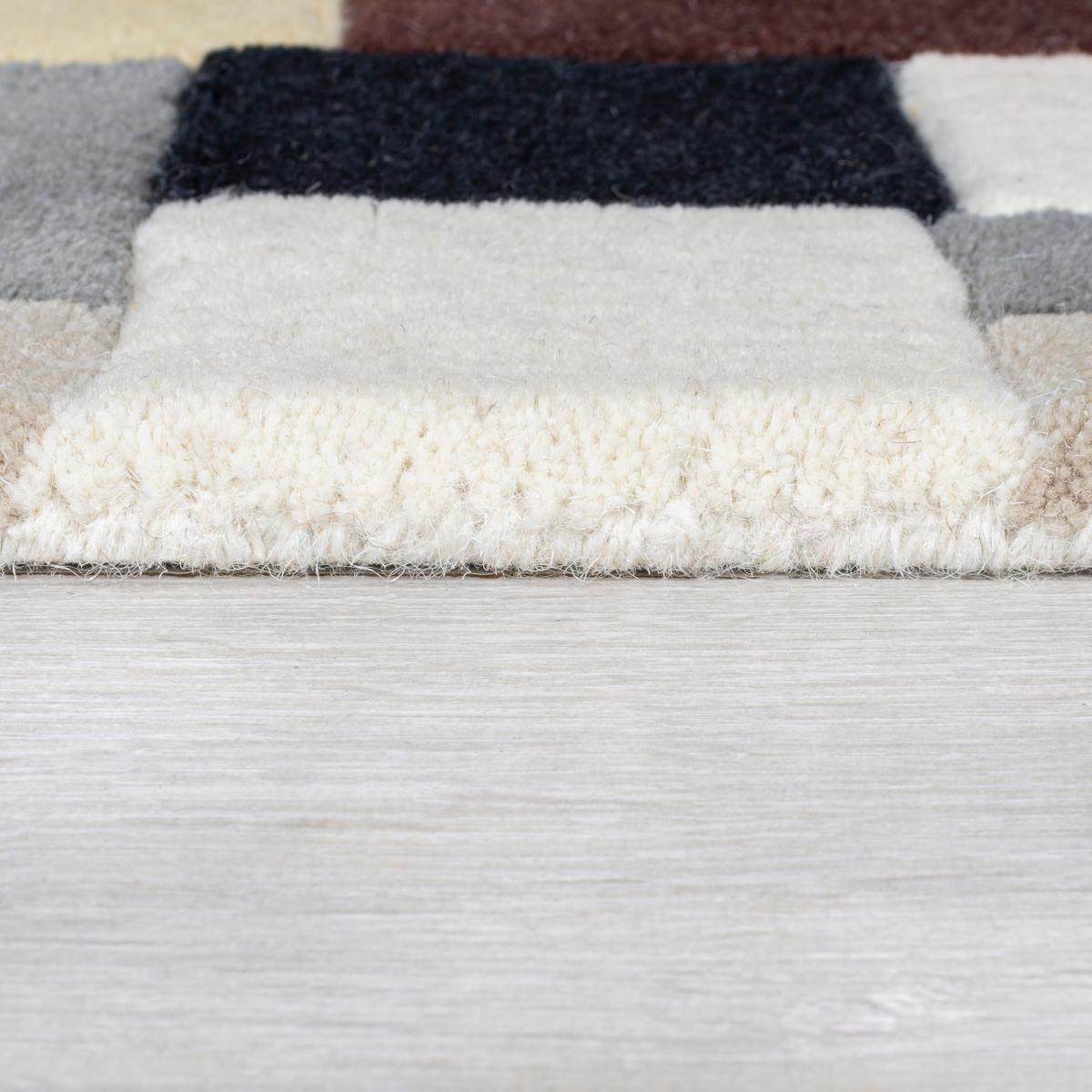 Illusion Abstract Blocks Rug Abstract Blue and Ochre – image 4