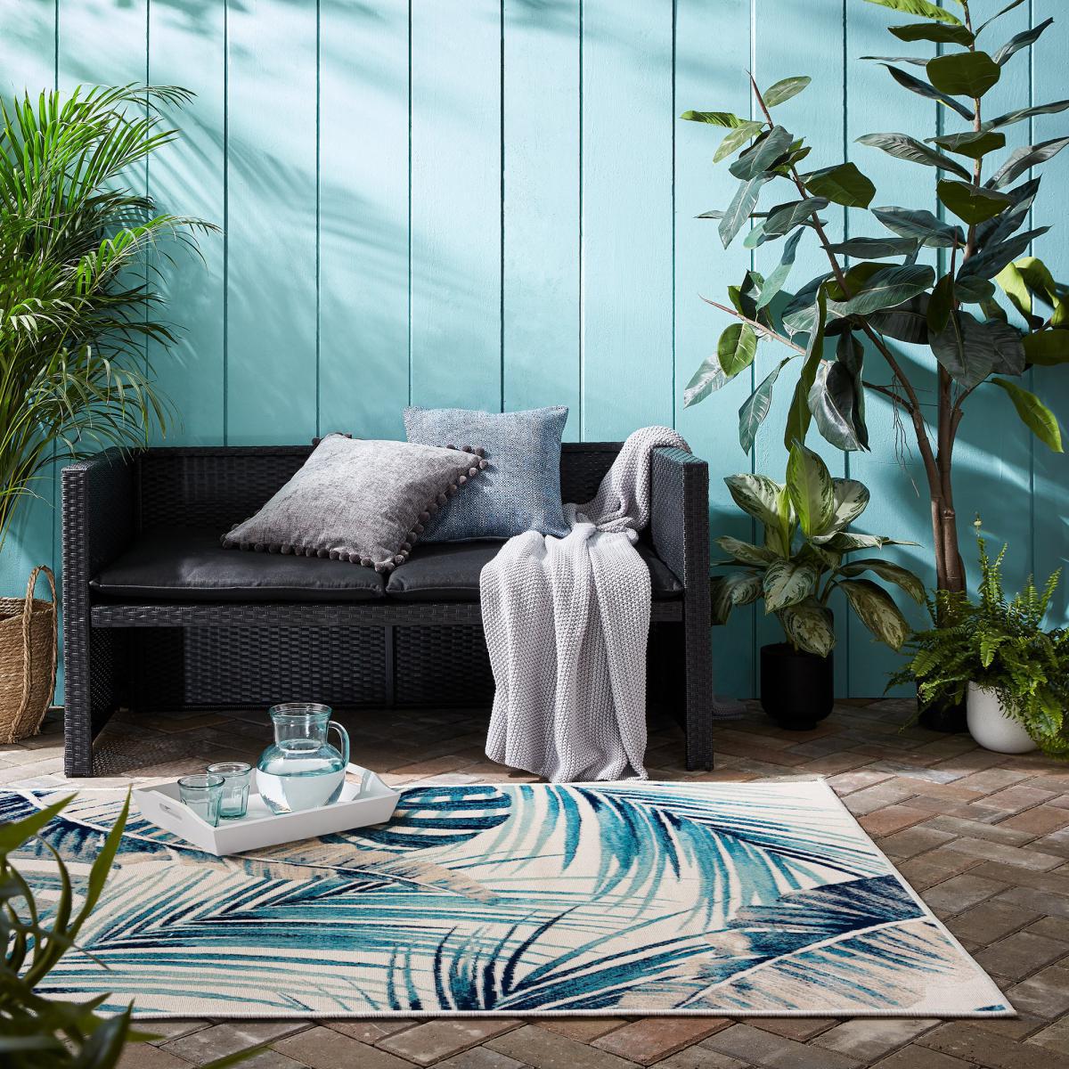 Rainforest Indoor Outdoor Rug Dark Blue – image 1