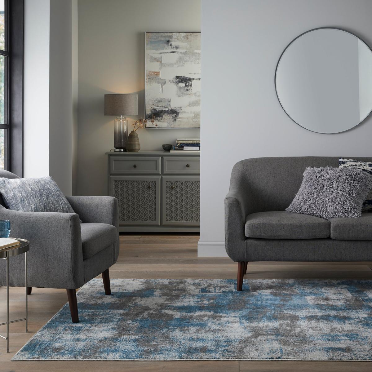 PractiRug Piper Washable Rug Blue – image 1