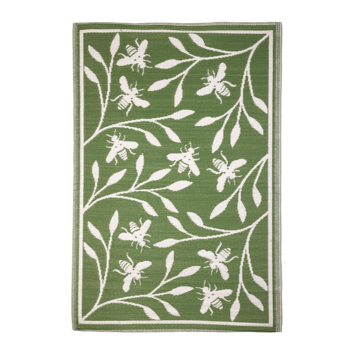 Fallen Fruits Bee Print Outdoor Rug Green – image 2