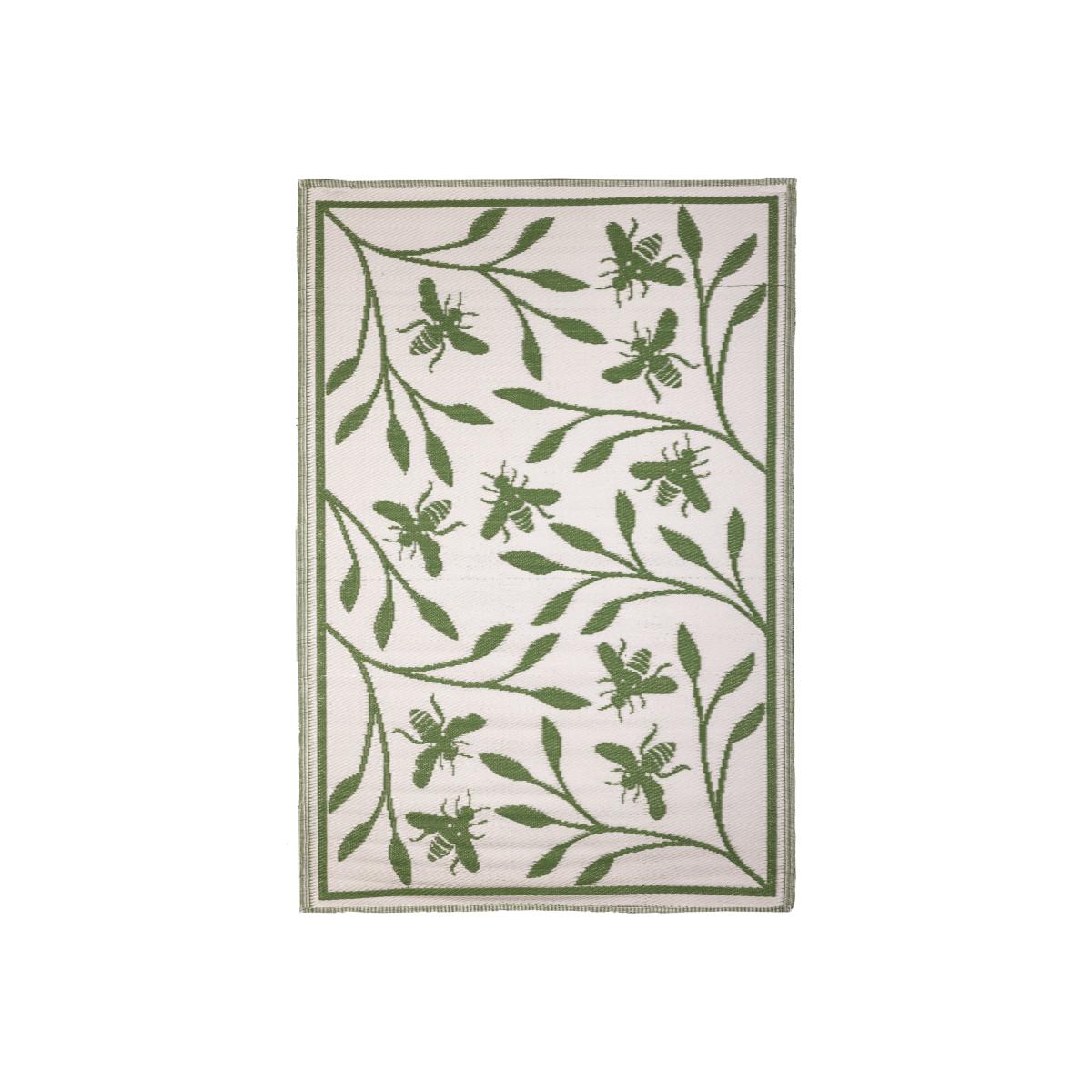 Fallen Fruits Bee Print Outdoor Rug Green – image 1