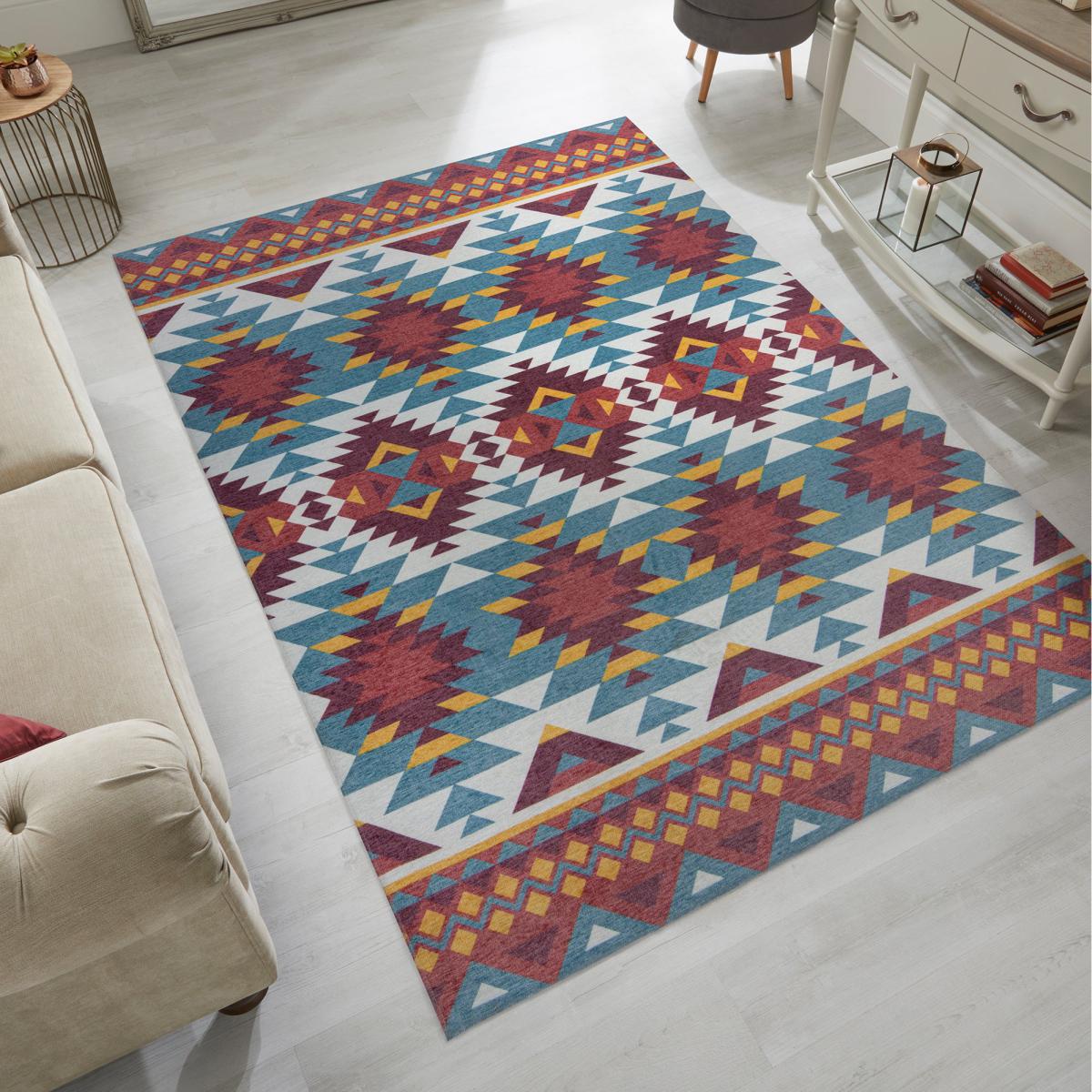 Match Kole Aztec Washable Rug MultiColoured – image 1