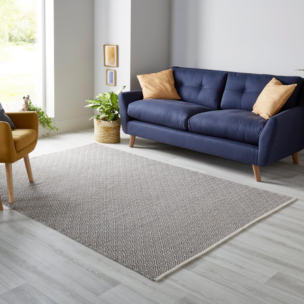 Grey Diamond Geometric Weave Rug Grey – image 2