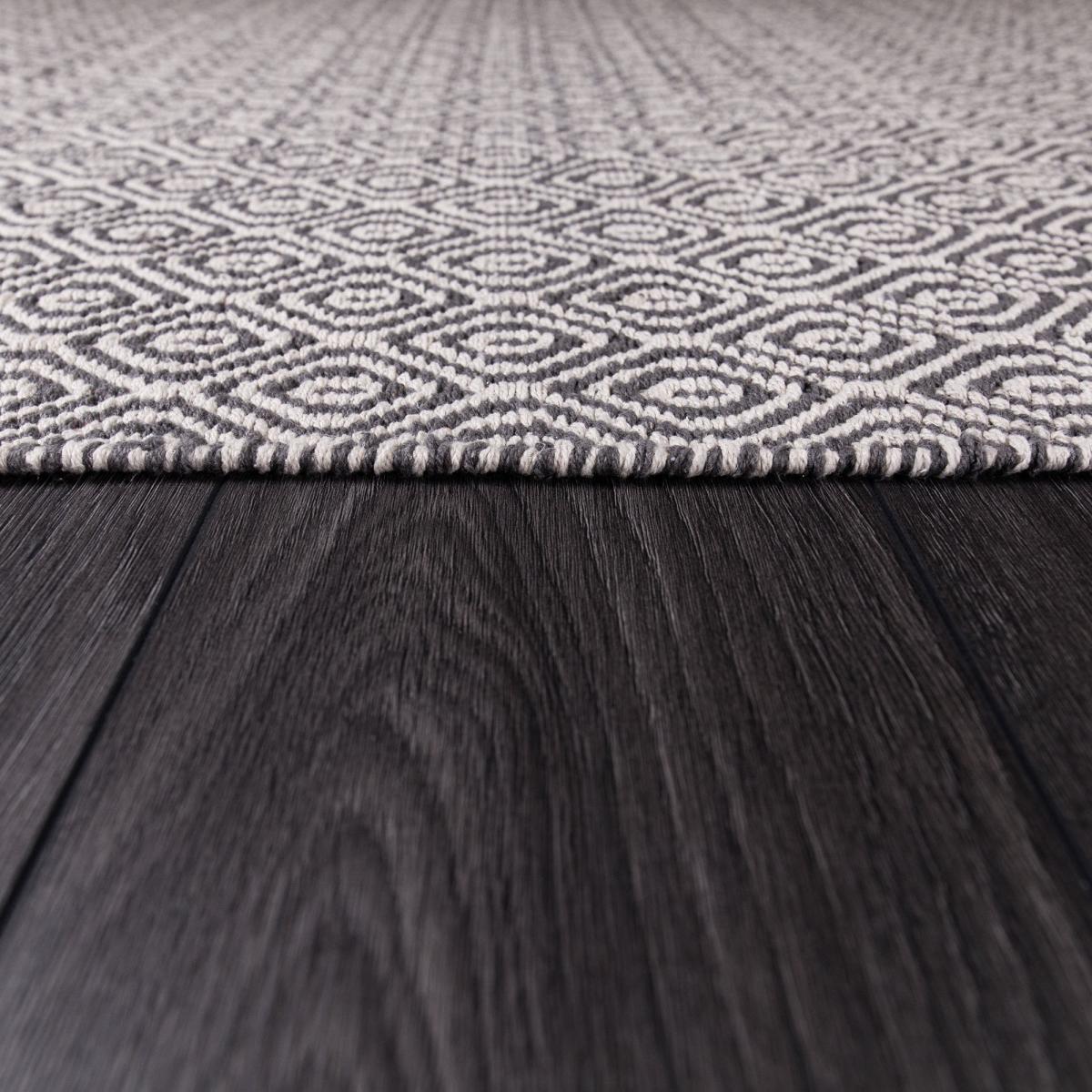 Grey Diamond Geometric Weave Rug Grey – image 6