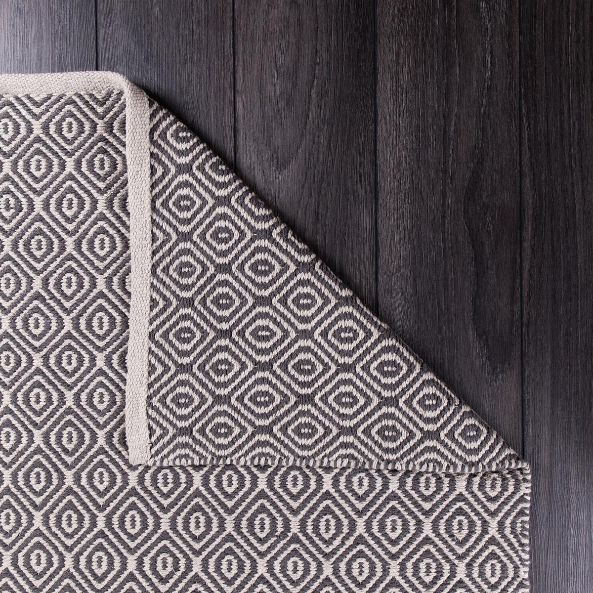 Grey Diamond Geometric Weave Rug Grey – image 7