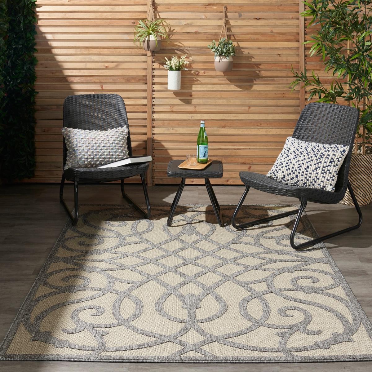 Cozumel Scroll Indoor Outdoor Rug Cream – image 4