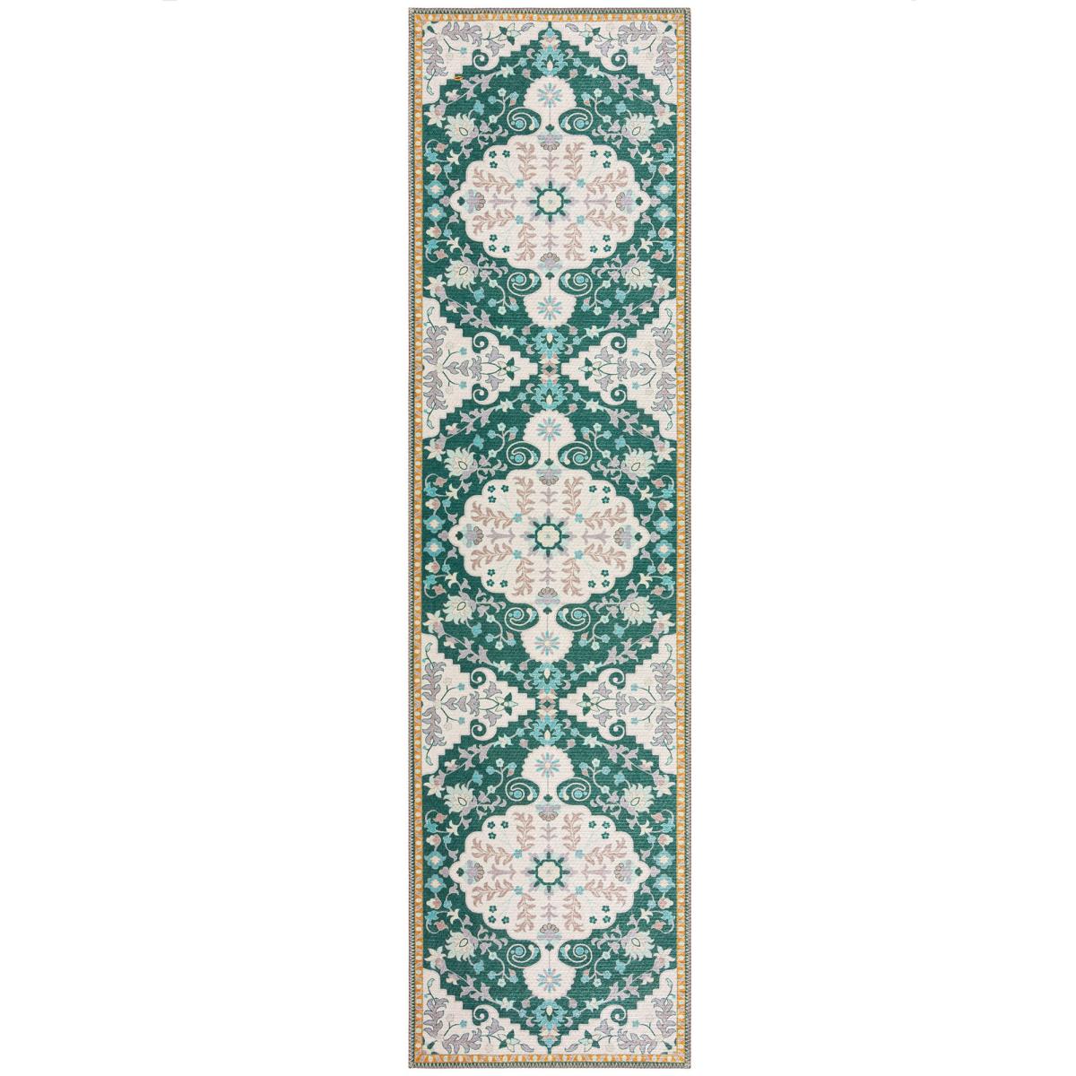 PractiRug Elia Traditional Washable Runner Green – image 2